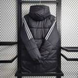 23-24 Germany Black Hooded Cotton Coat White Edge (白色边) 棉衣