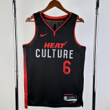 23-24 HEAT JAMES #6 Black City Edition Top Quality Hot Pressing NBA Jersey (V领）