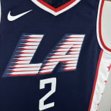2018-19 Clippers LEONARD #2 Dark Blue City Edition Top Quality Hot Pressing NBA Jersey