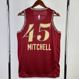 23-24 Cleveland Cavaliers MITCHLL #45 Red City Edition Top Quality Hot Pressing NBA Jersey