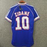 1998 ZIDANE #10 France Home Retro Soccer Jersey(右胸带小字)