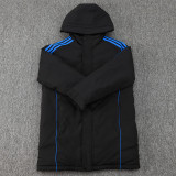 24-25 Cruzeiro Black Hooded Windbreaker Fabric Cotton Coat #G215