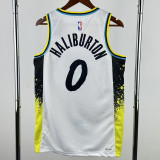 24-25 Indiana Pacers HALIBURTON #0 White City Edition Top Quality Hot Pressing NBA Jersey