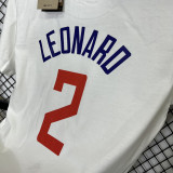 T172 Clippers LEONARD #2 White High Quality Casual T-Shirt