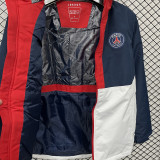 24-25 PSG Jordan Cotton Thickened warm Blue White Outdoor Jackets #P7加棉冲锋衣