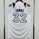 24-25 Timberwolves TOWNS #32 White City Edition Top Quality Hot Pressing NBA Jersey