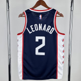 2018-19 Clippers LEONARD #2 Dark Blue City Edition Top Quality Hot Pressing NBA Jersey
