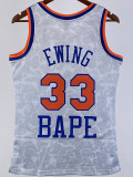 2023 Knicks & BAPE #33 White Top Quality Hot Pressing NBA Jersey