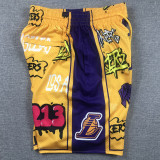 Lakers Yellow City Edition Top Quality NBA Pocket Pants *湖人涂鸦