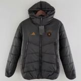24-25 Germany Black Hooded Cotton Coat #棕标棉衣