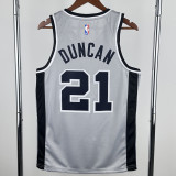 20-21 SA Spurs DUNCAN #21 Grey Top Quality Hot Pressing NBA Jersey (Trapeze Edition) 飞人版