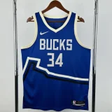 24-25 BUCKS ANTETOKOUNMPO #34 Blue City Edition Top Quality Hot Pressing NBA Jersey(V领)