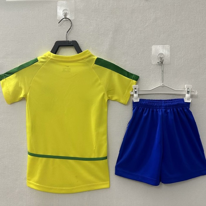Retro 2002 Brazil home kids kit