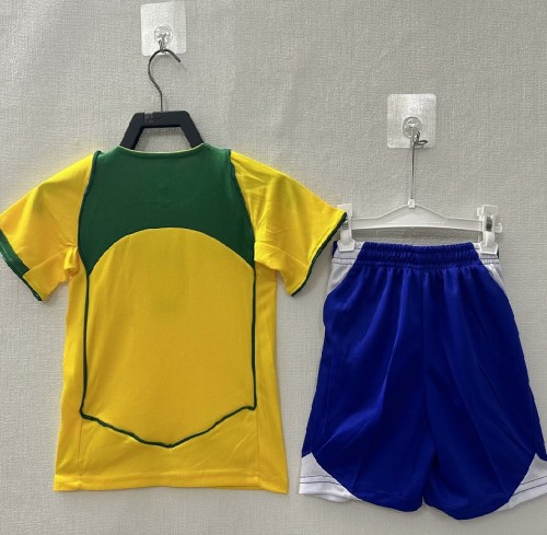 Retro 2004 Brazil home kids kit