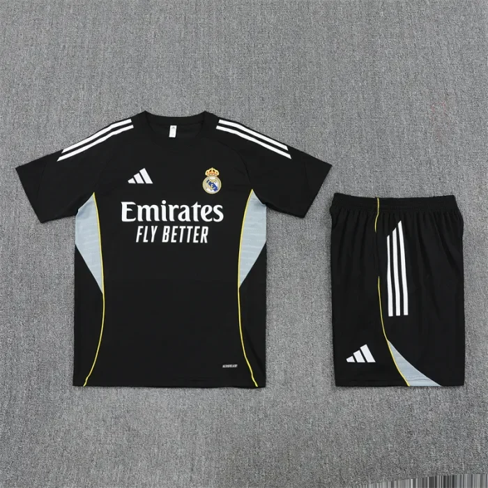 25/26 Real Madrid Short sleeve Adult training suit black