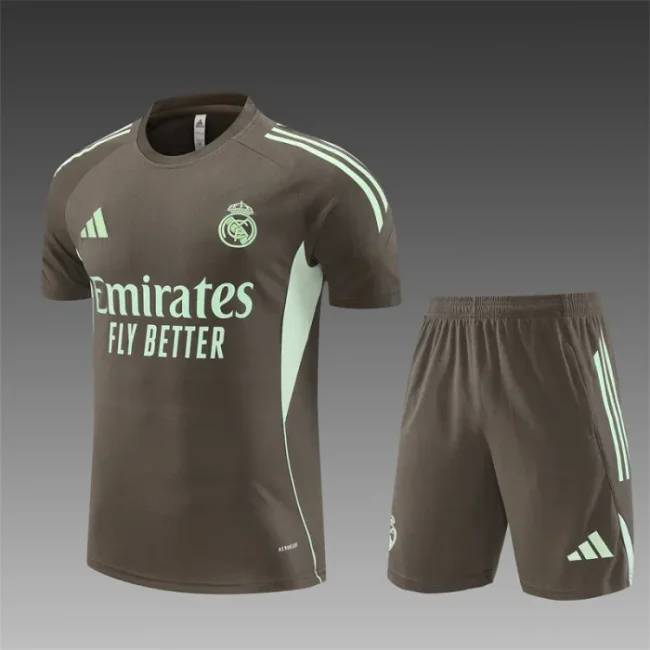 25/26 Real Madrid kids Short sleeve training suit dark green