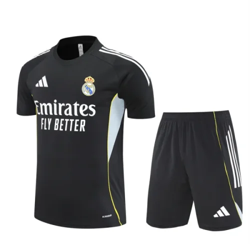 25/26 Real Madrid Short sleeve Adult training suit black