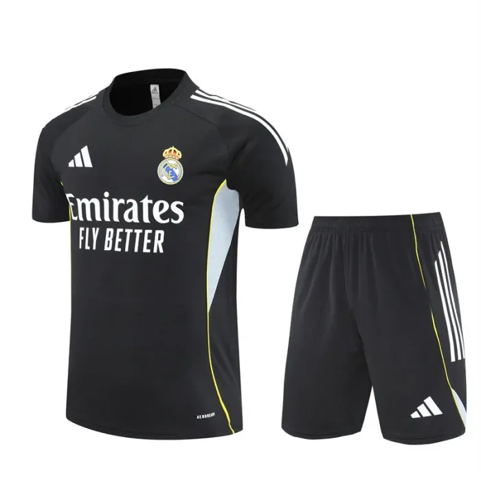 25/26 Real Madrid Short sleeve Adult training suit black
