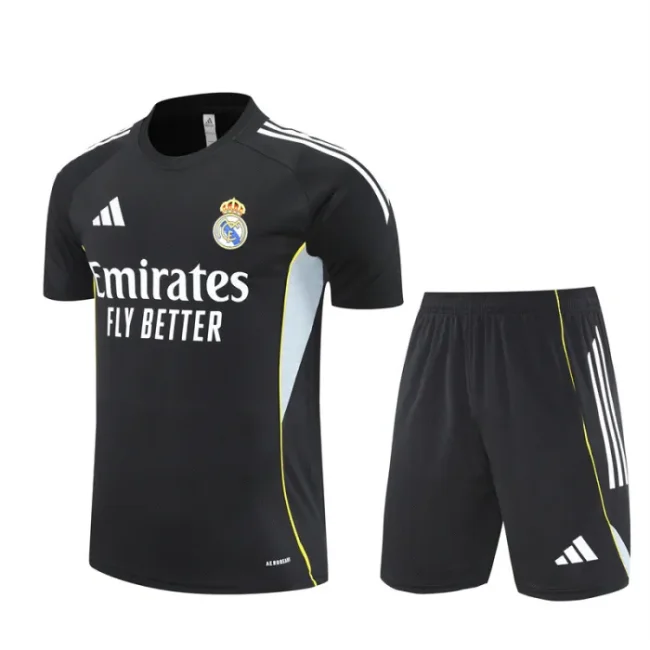 25/26 Real Madrid Short sleeve Adult training suit black