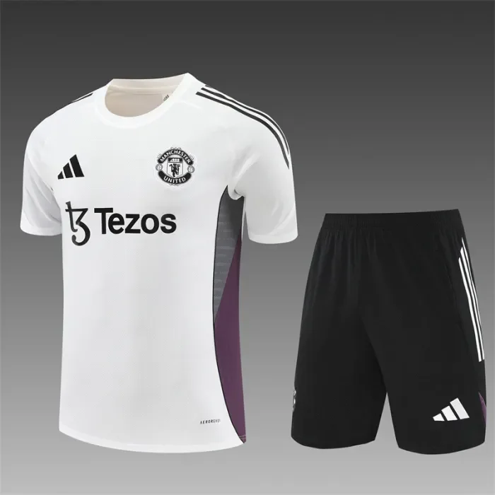 25/26 Manchester United Short sleeve Adult training suit white