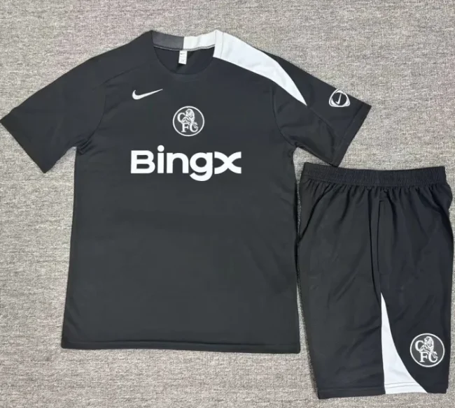 25/26 Chelsea short sleeved Kids training suit black