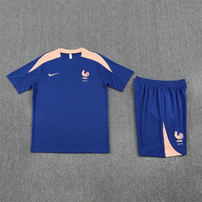 25/26 France kids short sleeved training suit royal blue