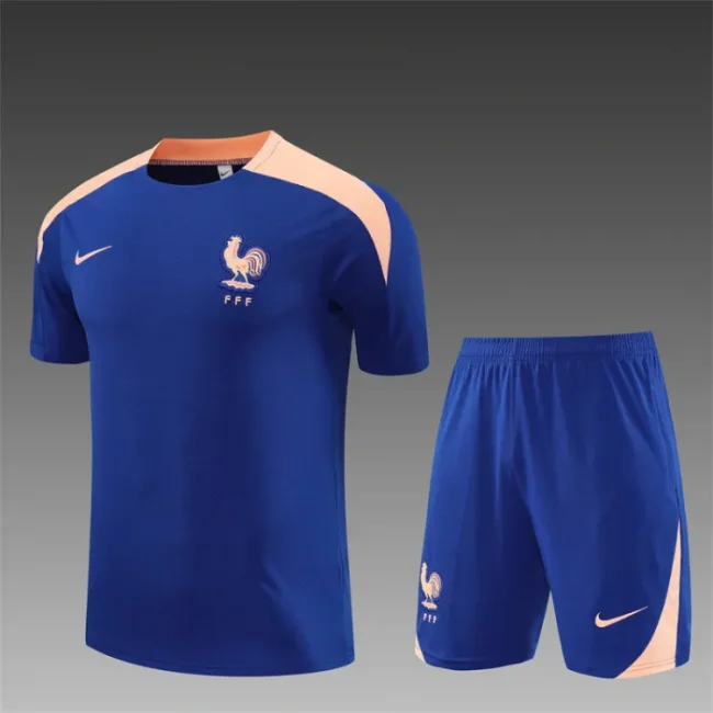 25/26 France kids short sleeved training suit royal blue