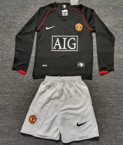 Retro 07/08 Manchester United Away kids kit long sleeves