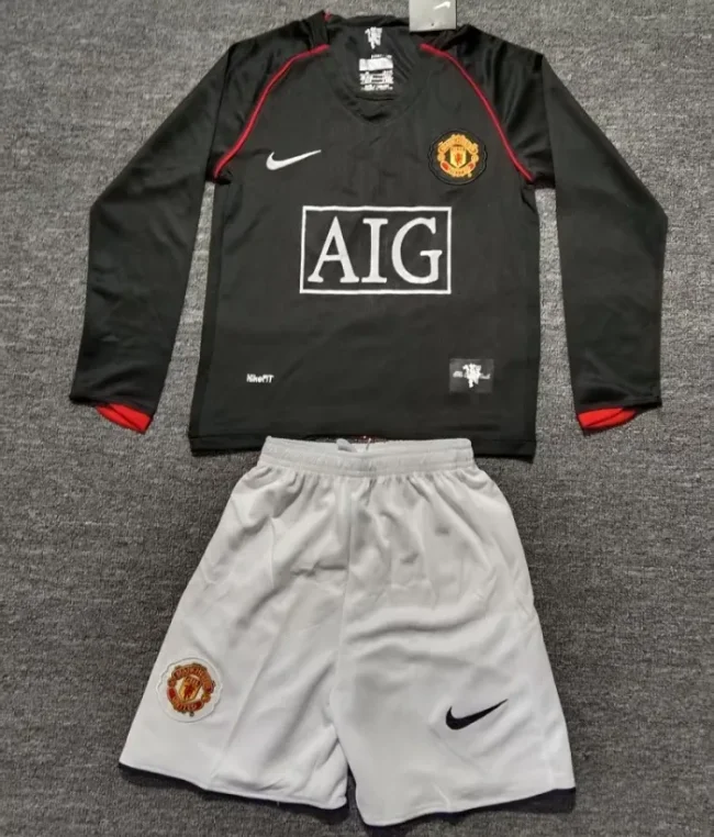 Retro 07/08 Manchester United Away kids kit long sleeves