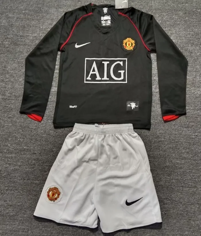 Retro 07/08 Manchester United Away kids kit long sleeves