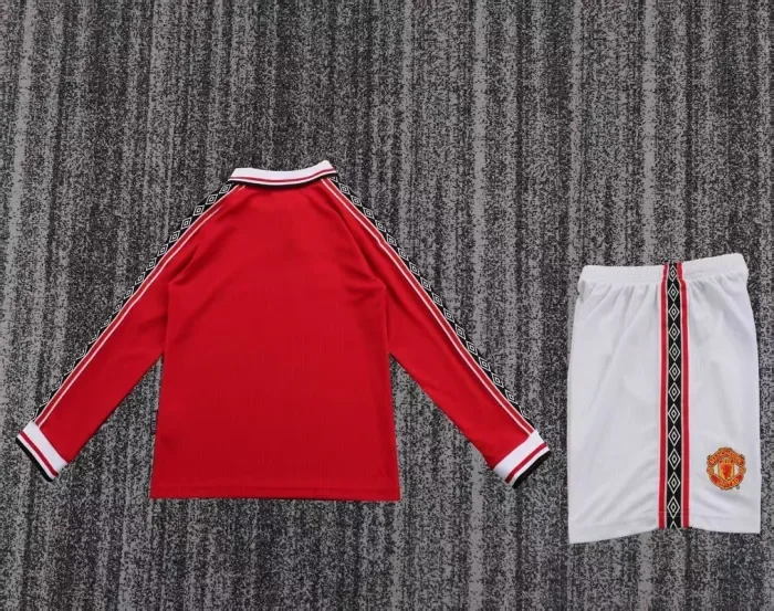 Retro 1998 Manchester United home kids kit long sleeves