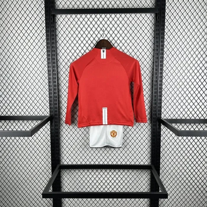 Retro 07/08 Manchester United home kids kit long sleeves