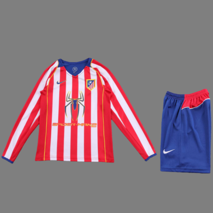 Retro 04/05 Atletico Madrid home kids kit long sleeves
