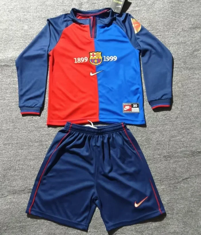 Retro 1899/1999 Barcelona 100th anniversary kids kit long sleeves