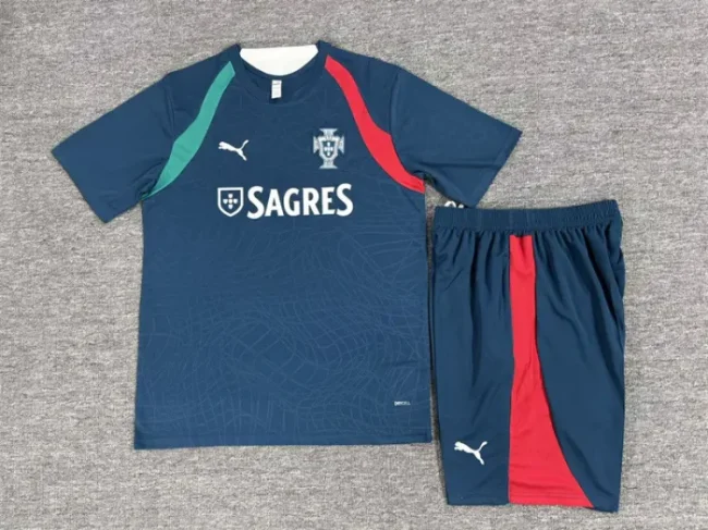 26/27 Portugal kids short -sleeved training suit Royal Blue