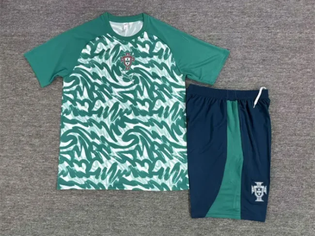 26/27 Portugal kids short -sleeved training suit green