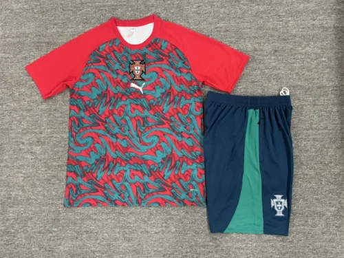26/27 Portugal kids short -sleeved training suit red green