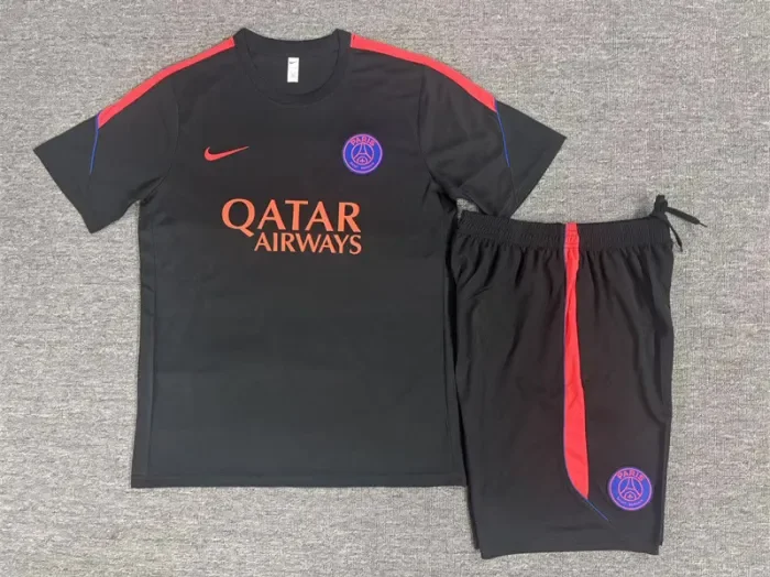 26/27 PSG kids short sleeved training suit black