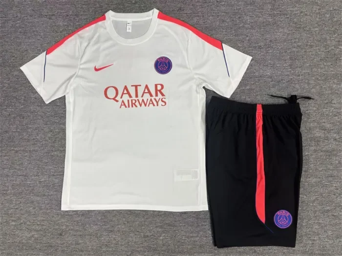 26/27 PSG kids short sleeved training suit white