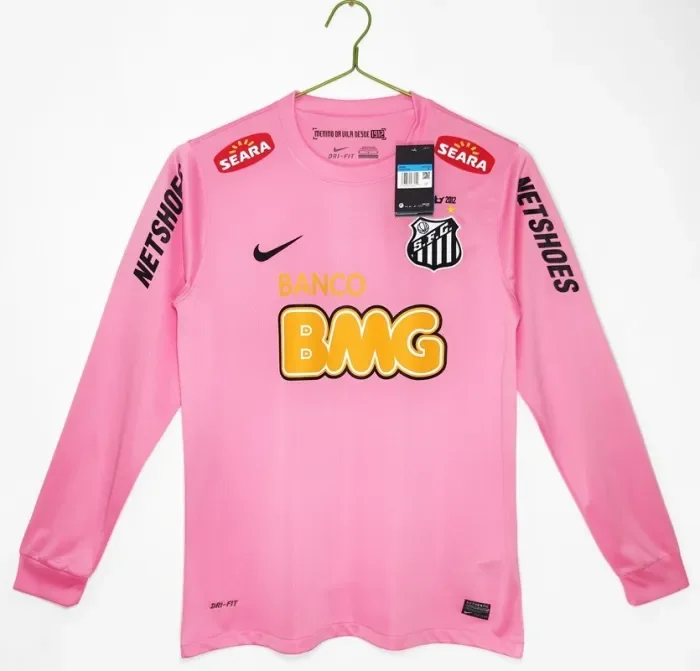 Retro 2013 Santos football Jersey long sleeves pink