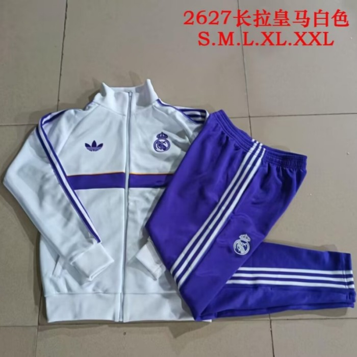 2627 Real Madrid Long Sleeve White  Adult jacket