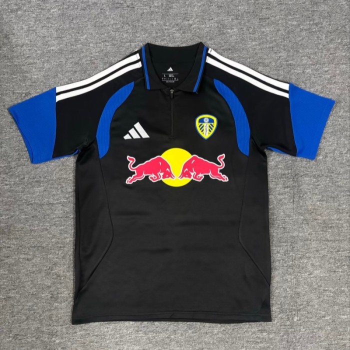 26-27 Leeds United black and blue polo shirt