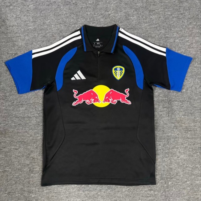 26-27 Leeds United black and blue polo shirt