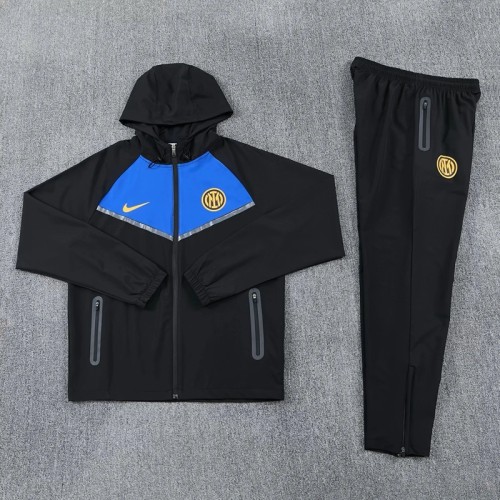 26/27 inter milan aHooded Windbreaker Adult Tracksuit Black / blue