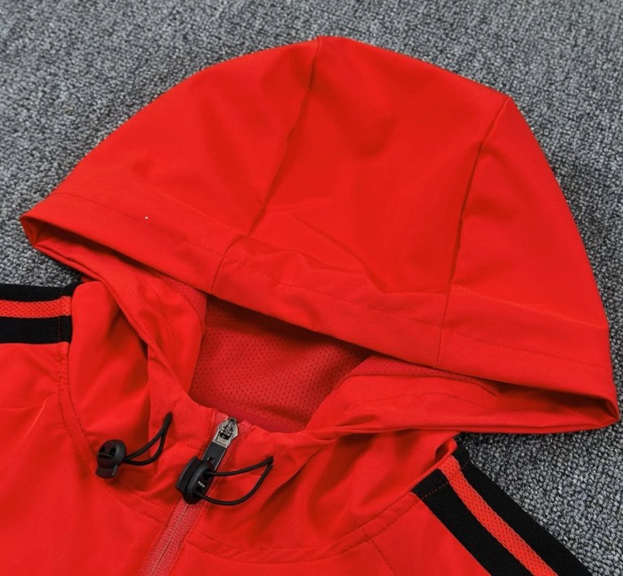 26/27 Manchester United Hooded Windbreaker Adult Tracksuit  Red / Black