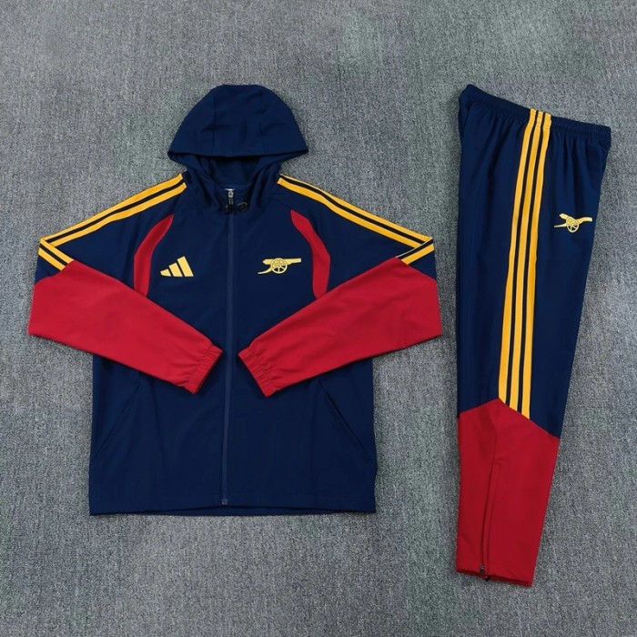 26/27 Hooded Windbreaker Adult Tracksuit Black / Red