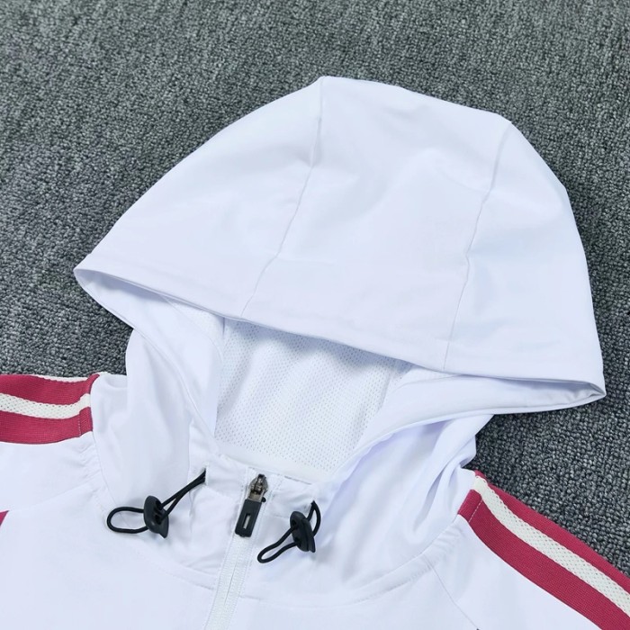 26/27 Real Madrid Hooded Windbreaker Adult Tracksuit White / Dark Green