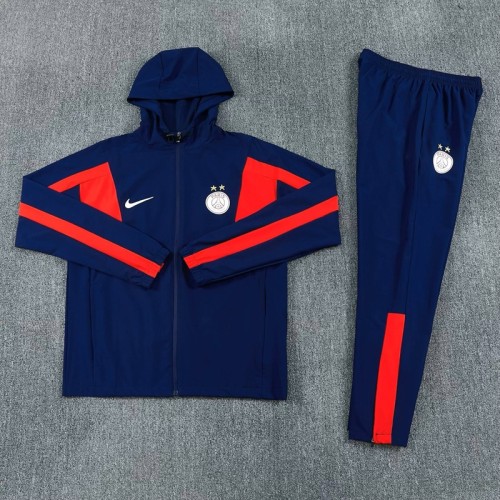 26/27 PSG Hooded Windbreaker Adult Tracksuit Black / Red