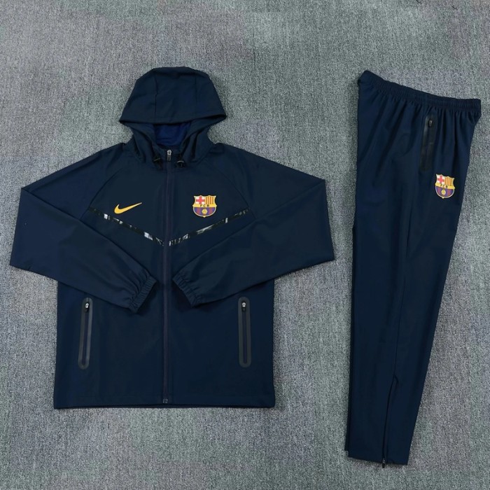 26/27 Barcelona Hooded Windbreaker Adult Tracksuit -black