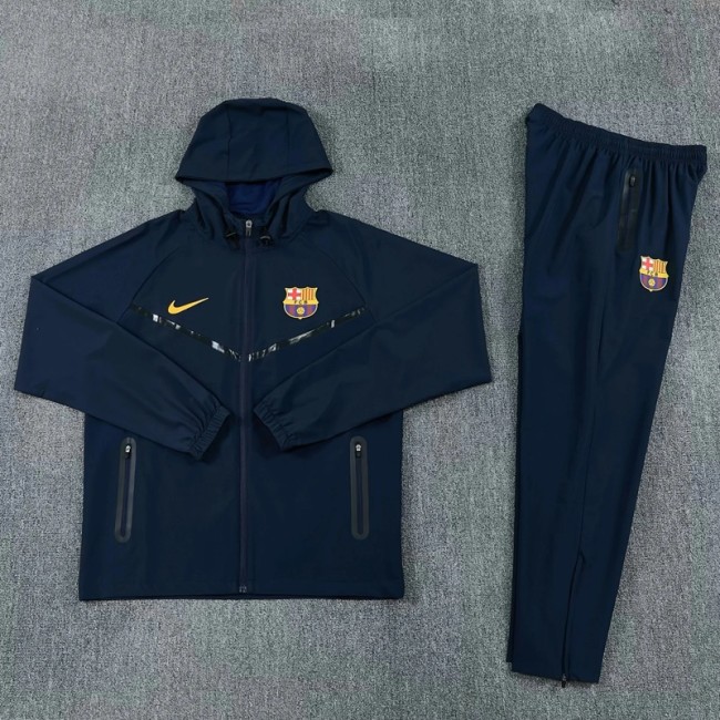 26/27 Barcelona Hooded Windbreaker Adult Tracksuit -black